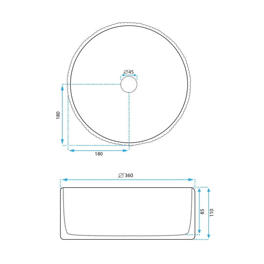 REA-U0601 - Lavoar pentru blat DELIA, 36 cm, alb lucios/imitație de piatră
