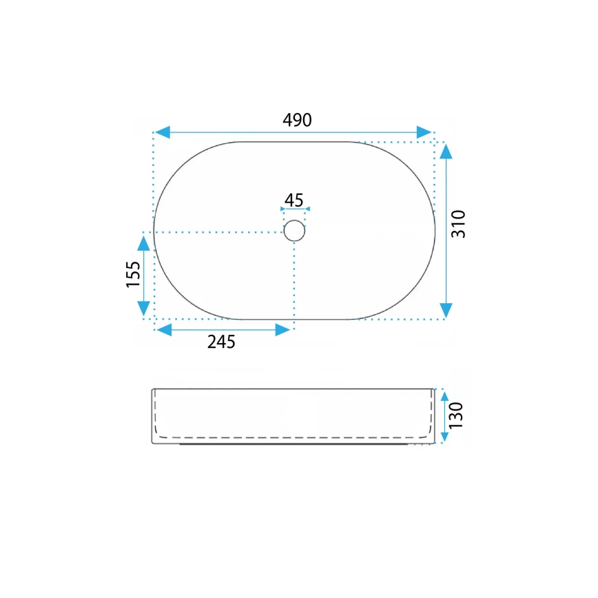 REA-U0603 - Lavoar de blat VANDA 31x49 cm ceramică/alb lucios