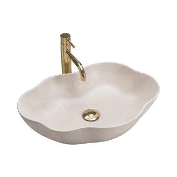 REA-U0617 - Lavoar pentru blat PEARL 38x50,5 cm ceramică/bej/imitație de piatră