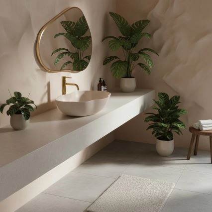 REA-U0617 - Lavoar pentru blat PEARL 38x50,5 cm ceramică/bej/imitație de piatră