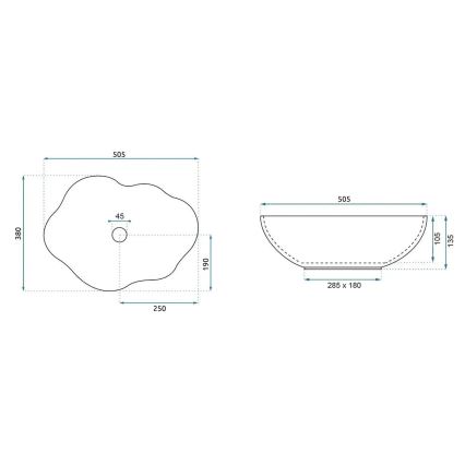 REA-U0617 - Lavoar pentru blat PEARL 38x50,5 cm ceramică/bej/imitație de piatră