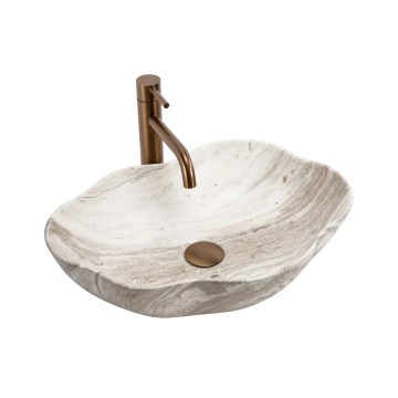 REA-U0618 - Lavoar PEARL pentru blat 38x50,5 cm ceramică/bej/imitație de piatră