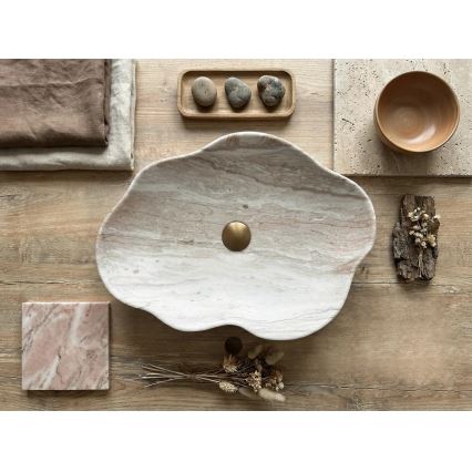 REA-U0618 - Lavoar PEARL pentru blat 38x50,5 cm ceramică/bej/imitație de piatră