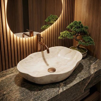 REA-U0619 - Lavoar pentru blat PEARL 38x50,5 cm ceramică/bej