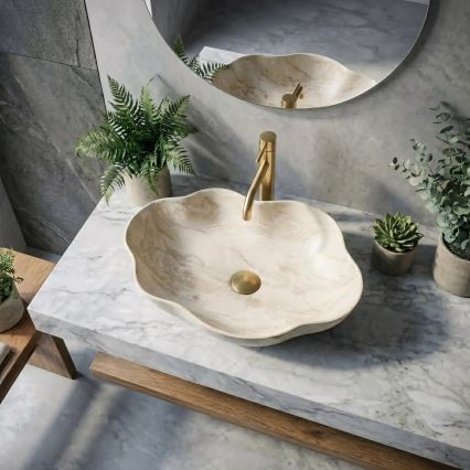 REA-U0619 - Lavoar pentru blat PEARL 38x50,5 cm ceramică/bej