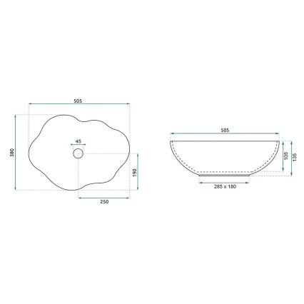 REA-U0619 - Lavoar pentru blat PEARL 38x50,5 cm ceramică/bej