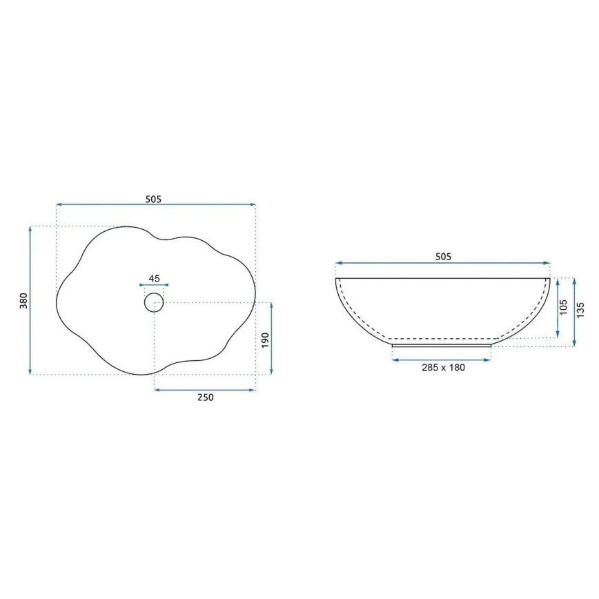 REA-U0619 - Lavoar pentru blat PEARL 38x50,5 cm ceramică/bej