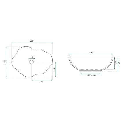 REA-U0620 - Lavoar pentru blat PEARL 38x50,5 cm ceramică/gri/bej/imitație de piatră