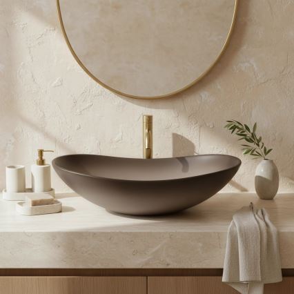 REA-U0626 - Lavoar pentru montaj pe blat ROYAL 36x62 cm ceramică/maro