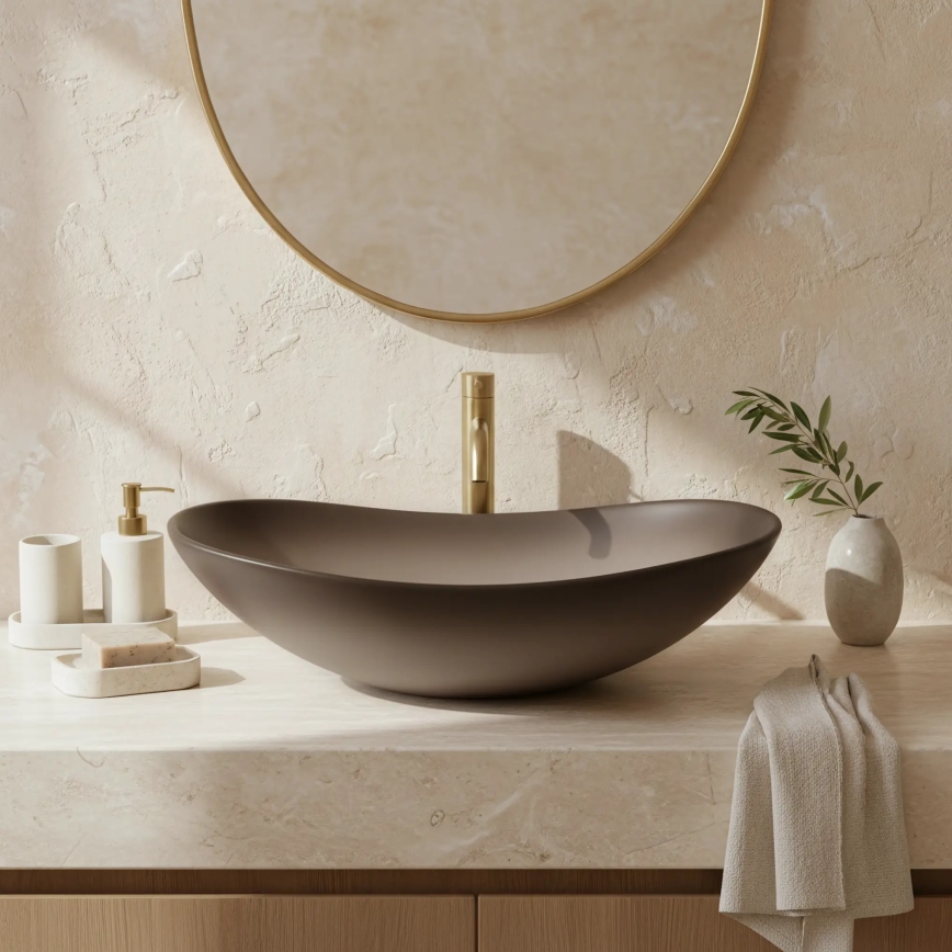REA-U0626 - Lavoar pentru montaj pe blat ROYAL 36x62 cm ceramică/maro