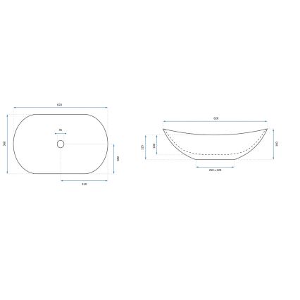 REA-U0626 - Lavoar pentru montaj pe blat ROYAL 36x62 cm ceramică/maro