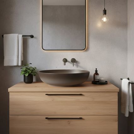 REA-U0627 - Lavoar CAROLA pentru blat 39x51,5 cm ceramică/maro