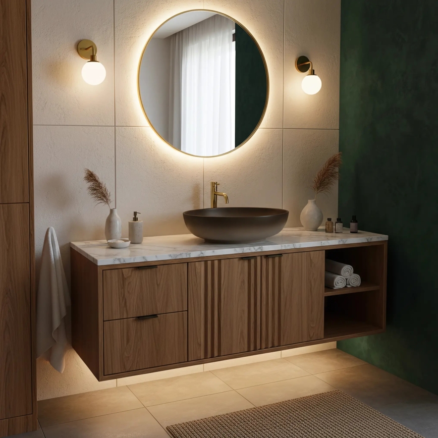 REA-U0627 - Lavoar CAROLA pentru blat 39x51,5 cm ceramică/maro