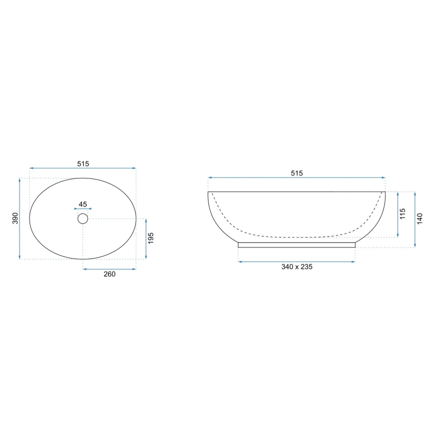 REA-U0627 - Lavoar CAROLA pentru blat 39x51,5 cm ceramică/maro