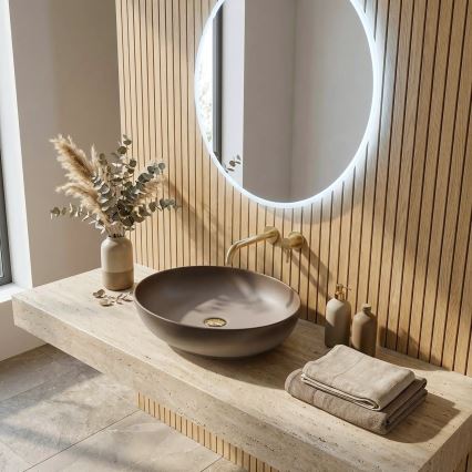 REA-U0627 - Lavoar pentru blat CAROLA 39 x 51,5 cm ceramică/bej/maro