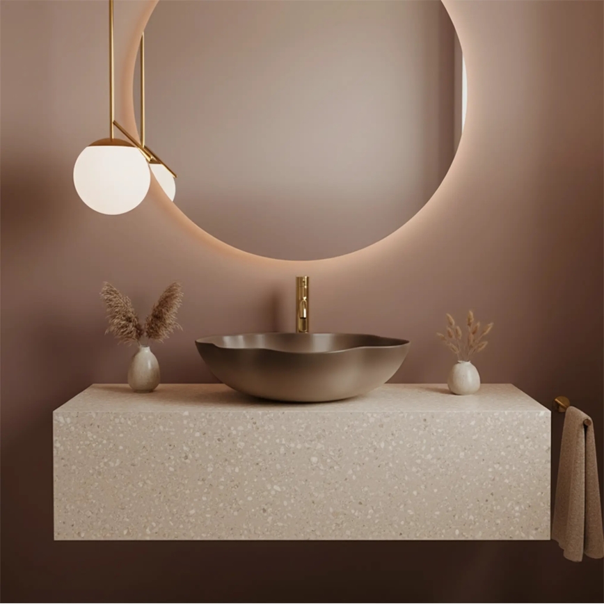 REA-U0629 - Lavoar PEARL pentru blat 38x50,5 cm ceramică/maro