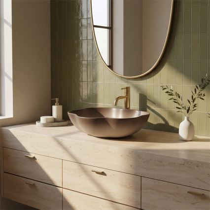 REA-U0629 - Lavoar PEARL pentru blat 38x50,5 cm ceramică/maro