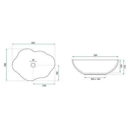 REA-U0629 - Lavoar PEARL pentru blat 38x50,5 cm ceramică/maro