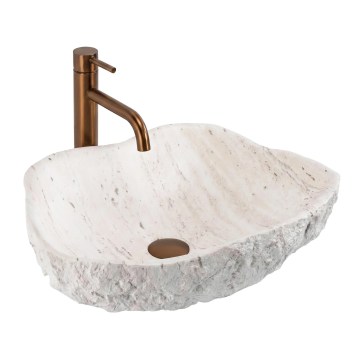 REA-U0642 - Lavoar pentru blat ISLA 37x49 cm alb/bej/imitație de piatră