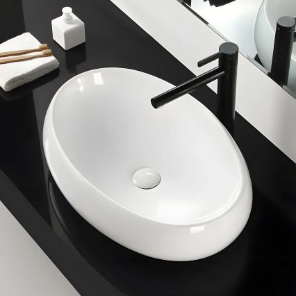 REA-U0656 - Lavoar pentru blat MELANIA 40,5 x 60 cm, ceramică, alb lucios