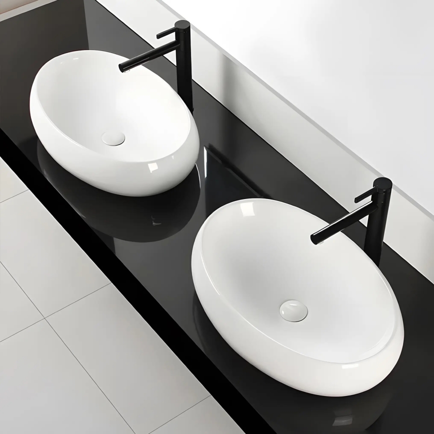 REA-U0656 - Lavoar pentru blat MELANIA 40,5 x 60 cm, ceramică, alb lucios