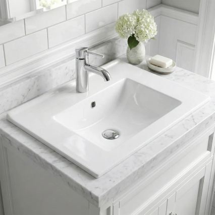 REA-U0786 - Lavoar încastrat DAFNE 47 x 62 cm, ceramică, alb lucios
