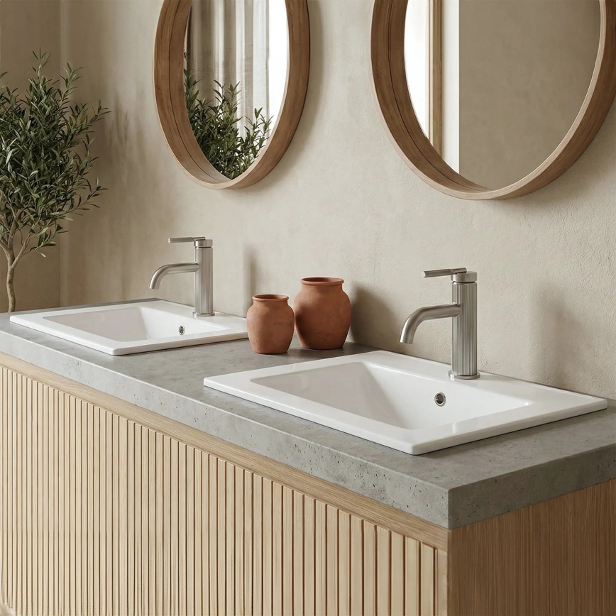REA-U0786 - Lavoar încastrat DAFNE 47 x 62 cm, ceramică, alb lucios