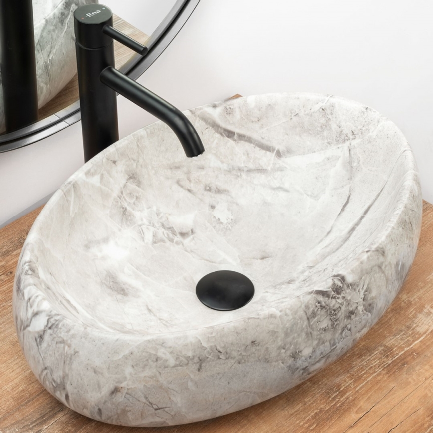 REA-U1020 - Lavoar pentru blat LINDA 34 x 48,5 cm, ceramică/imitație de piatră