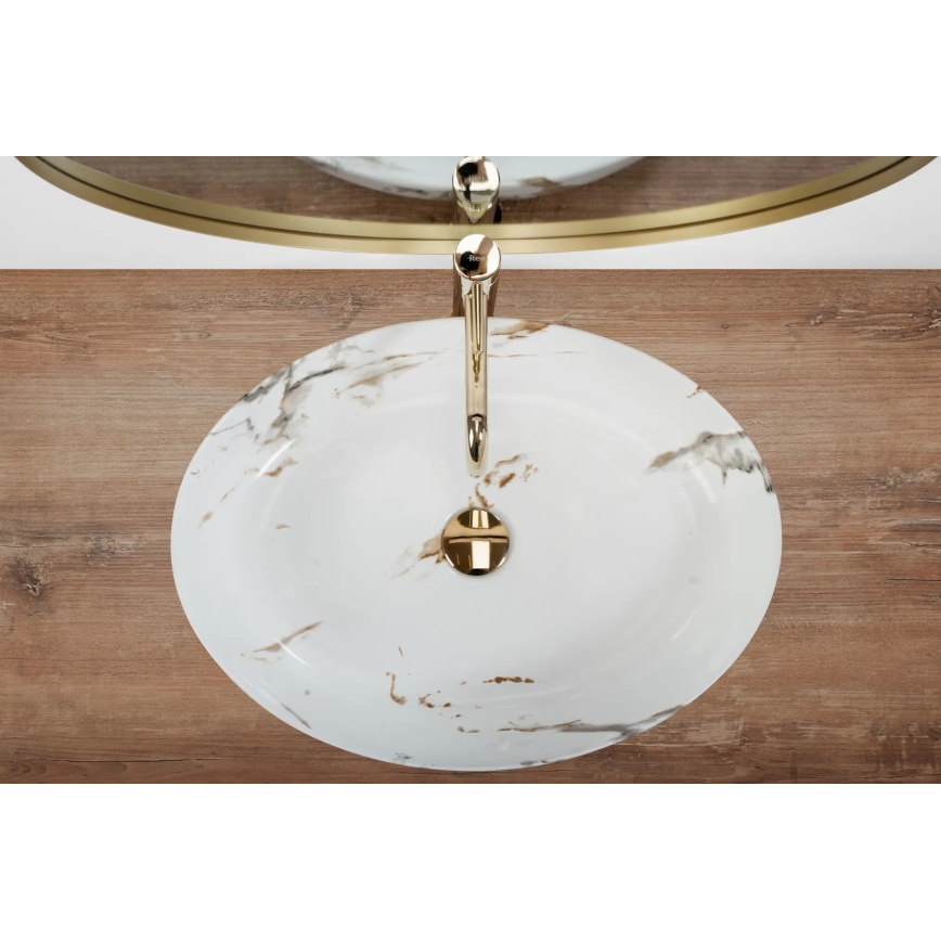 REA-U1232 - Lavoar pentru blat QUEEN 41,5x55 cm ceramică/imitație de piatră