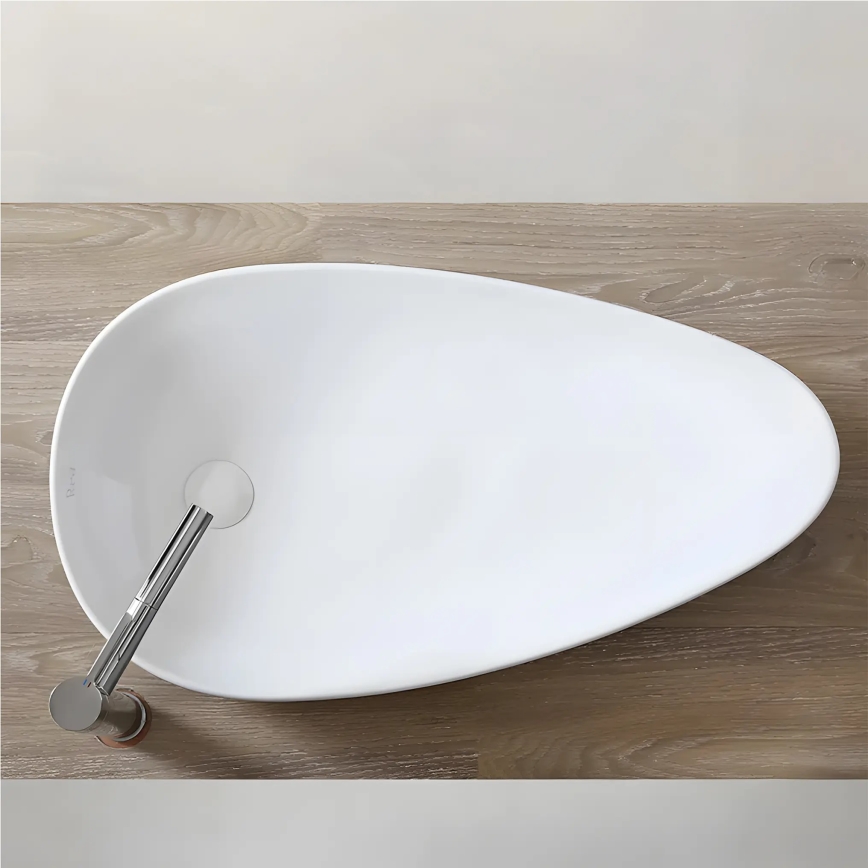 REA-U1500 - Lavoar pentru blat GRETA, 42,5 x 77 cm, ceramică, alb lucios