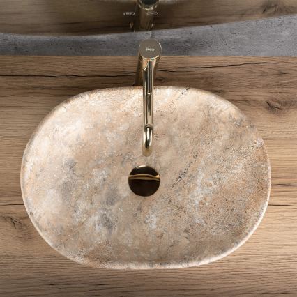 REA-U3000 - Lavoar pentru blat AMELIA 34,5x48 cm ceramică/bej/imitație de piatră