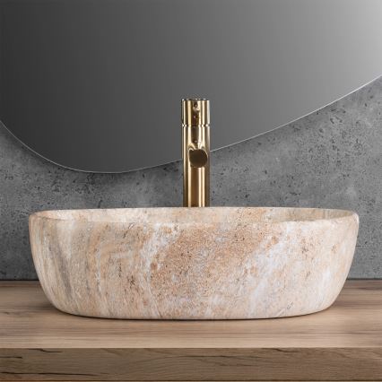 REA-U3000 - Lavoar pentru blat AMELIA 34,5x48 cm ceramică/bej/imitație de piatră