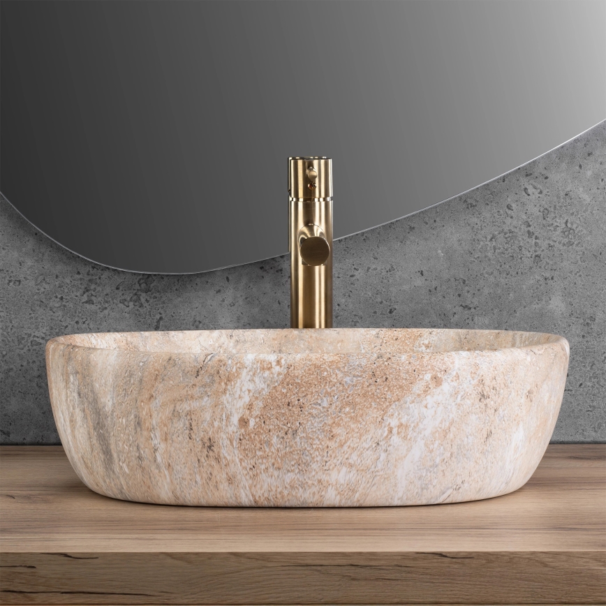 REA-U3000 - Lavoar pentru blat AMELIA 34,5x48 cm ceramică/bej/imitație de piatră