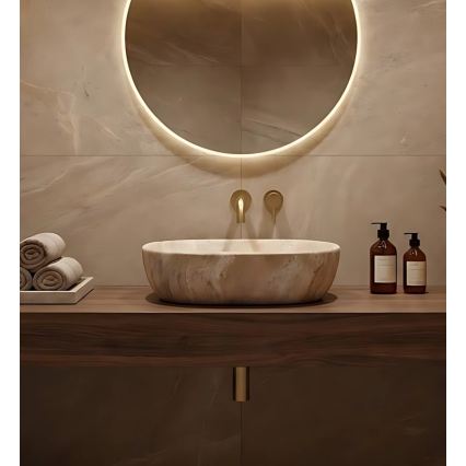 REA-U3000 - Lavoar pentru blat AMELIA 34,5x48 cm ceramică/bej/imitație de piatră