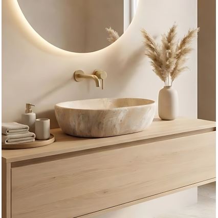REA-U3000 - Lavoar pentru blat AMELIA 34,5x48 cm ceramică/bej/imitație de piatră