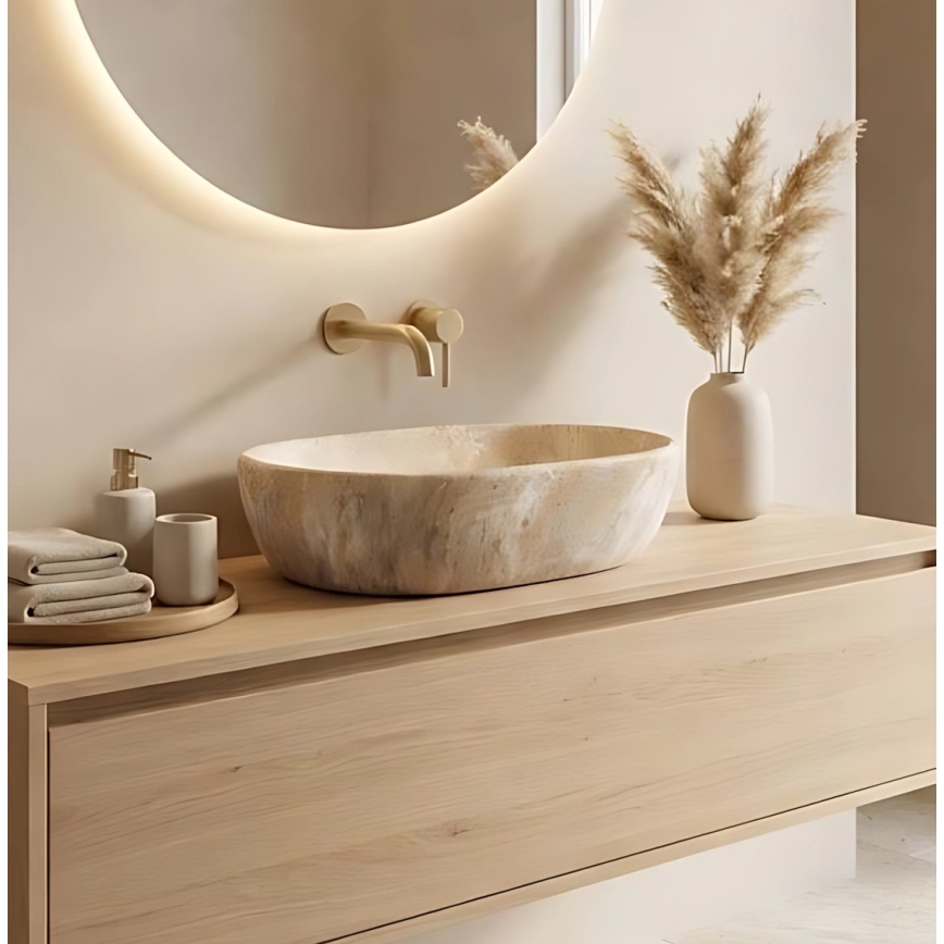 REA-U3000 - Lavoar pentru blat AMELIA 34,5x48 cm ceramică/bej/imitație de piatră