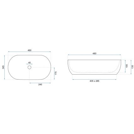 REA-U3000 - Lavoar pentru blat AMELIA 34,5x48 cm ceramică/bej/imitație de piatră