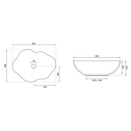 REA-U3309 - Lavoar de blat PEARL 38x50,5 cm ceramică/multicoloră