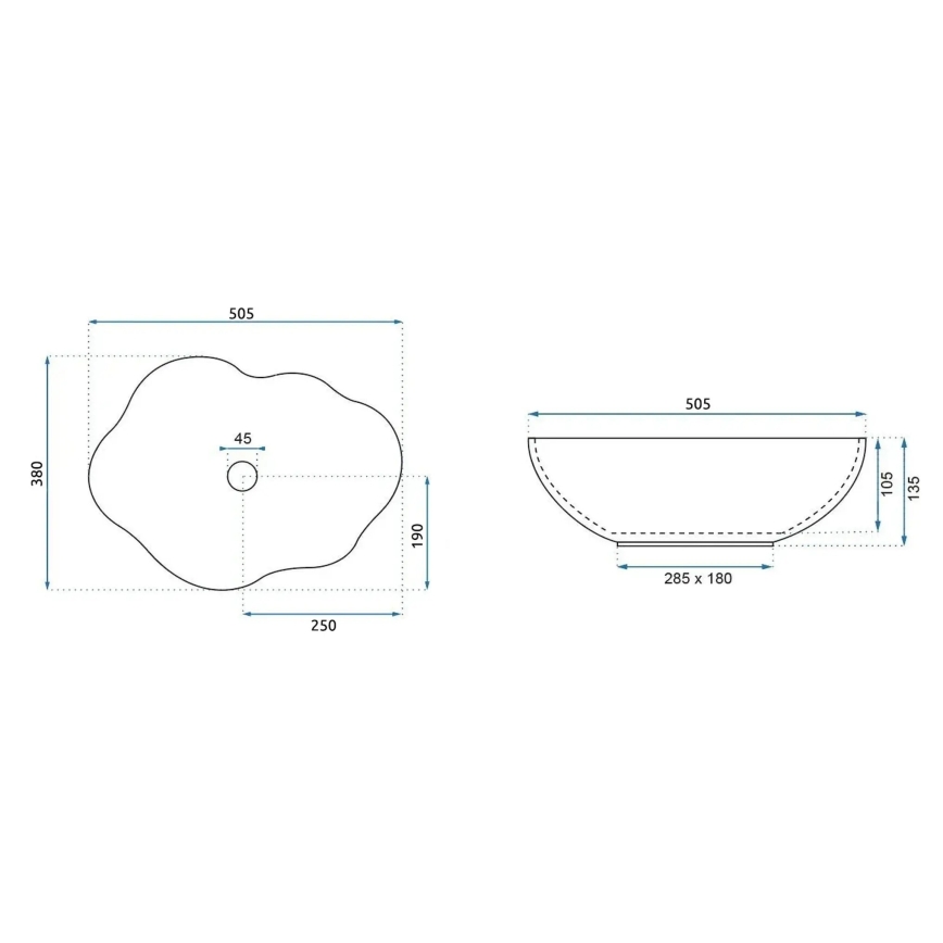 REA-U3309 - Lavoar de blat PEARL 38x50,5 cm ceramică/multicoloră