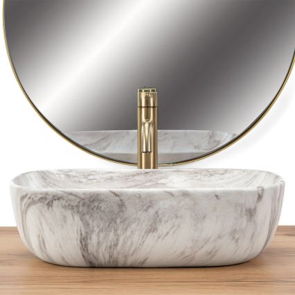 REA-U3324 - Lavoar pentru blat BELINDA 33x46 cm, ceramică, gri, cu aspect de piatră