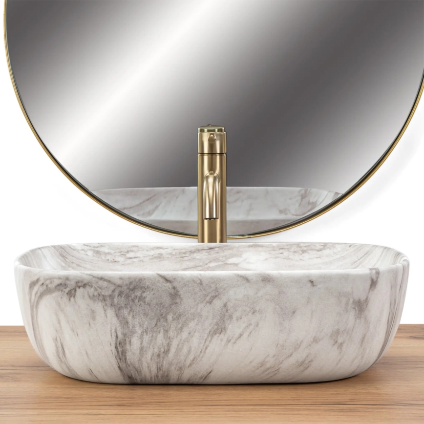 REA-U3324 - Lavoar pentru blat BELINDA 33x46 cm, ceramică, gri, cu aspect de piatră