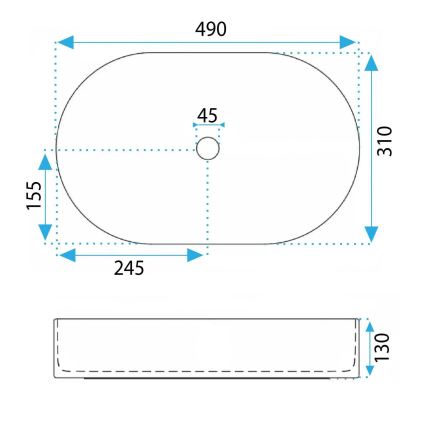 REA-U3535 - Lavoar VANDA pentru montare pe blat 31x49 cm, ceramică/bleumarin închis