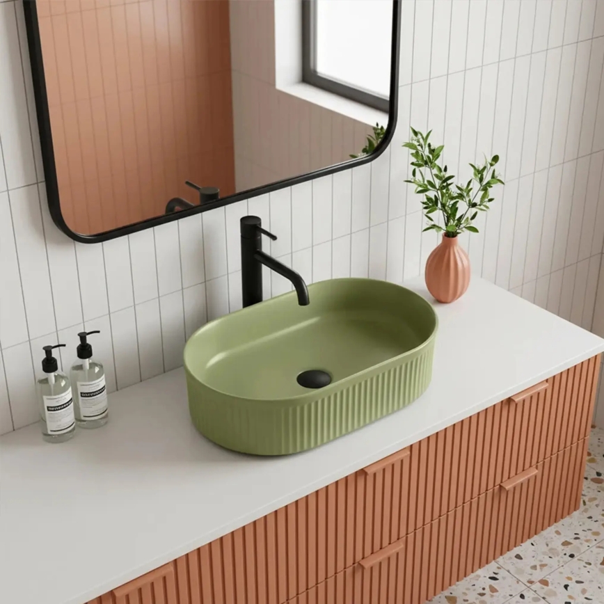 REA-U3612 - Lavoar pe blat VANDA 31x49 cm ceramică/verde