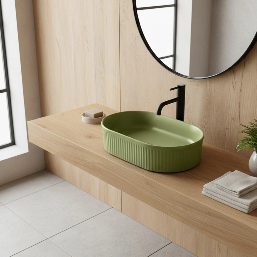 REA-U3612 - Lavoar pe blat VANDA 31x49 cm ceramică/verde