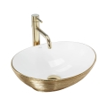 REA-U3697 - Lavoar SOFIA pe blat 34,5x41 cm ceramică/alb/auriu periat