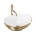 REA-U3697 - Lavoar SOFIA pe blat 34,5x41 cm ceramică/alb/auriu periat