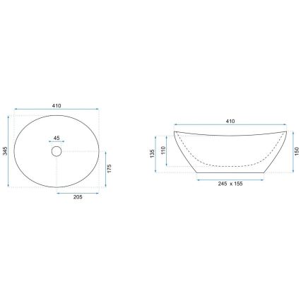 REA-U3697 - Lavoar SOFIA pe blat 34,5x41 cm ceramică/alb/auriu periat