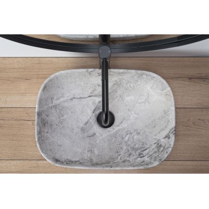 REA-U3800 - Lavoar LIVIA pentru blat, 33,5 x 46,5 cm, ceramică, gri, imitație piatră