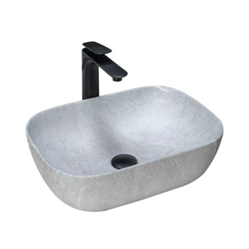 REA-U3801 - Lavoar pe blat LIVIA 33,5x46,5 cm ceramică/gri/imitație de piatră