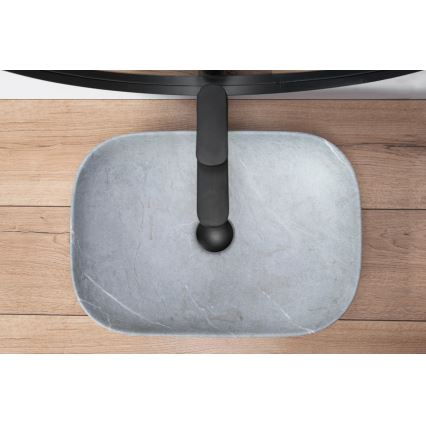 REA-U3801 - Lavoar pe blat LIVIA 33,5x46,5 cm ceramică/gri/imitație de piatră